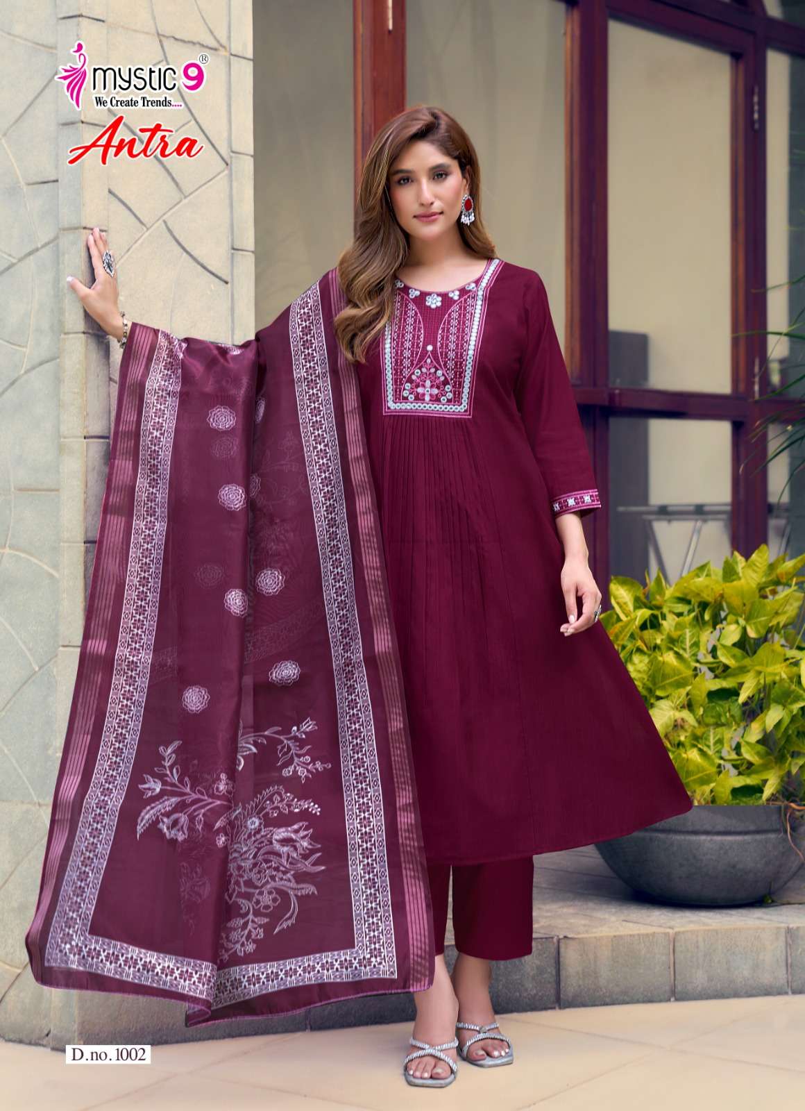 Mystic 9 Antra Vol 1 Vertican Kurti Pant Dupatta Set - Amrah Wholesale