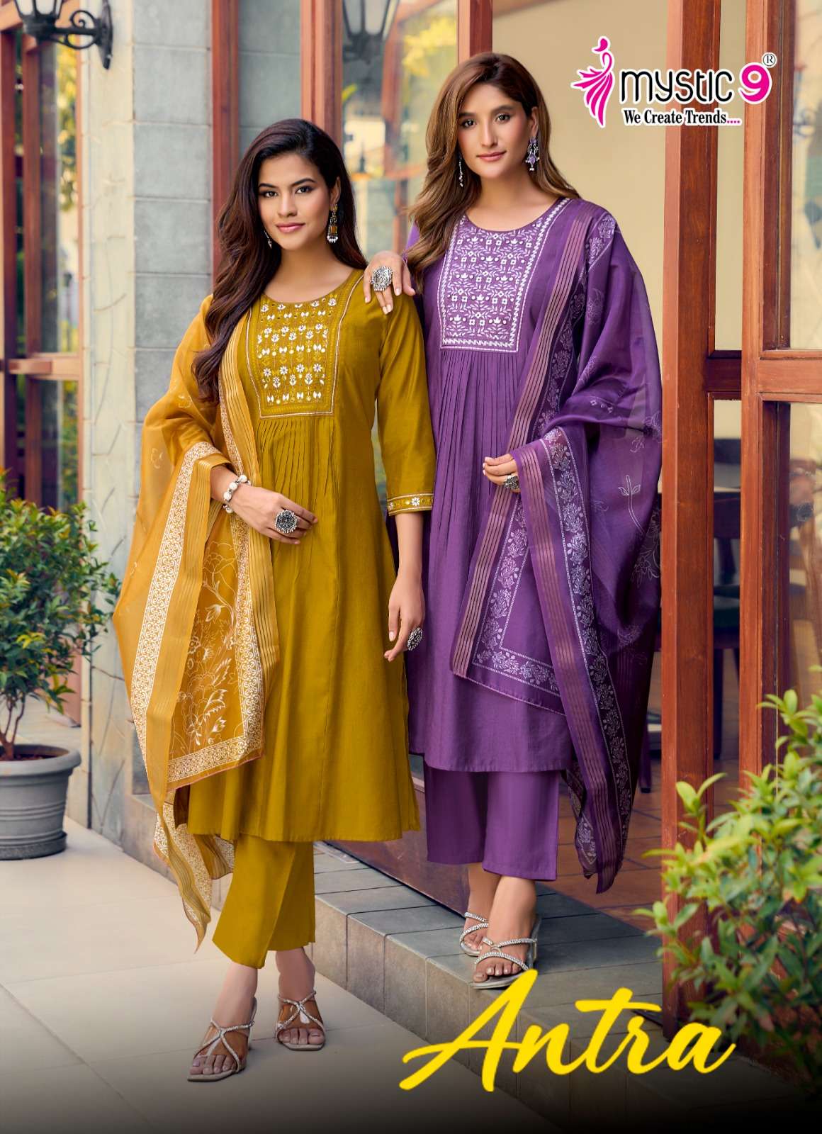 Mystic 9 Antra Vol 1 Vertican Kurti Pant Dupatta Set - Amrah Wholesale