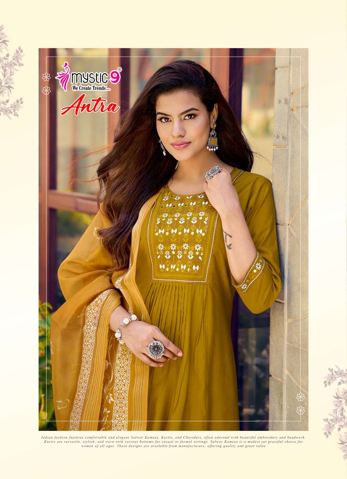 Mystic 9 Antra Vol 1 Vertican Kurti Pant Dupatta Set - Amrah Wholesale