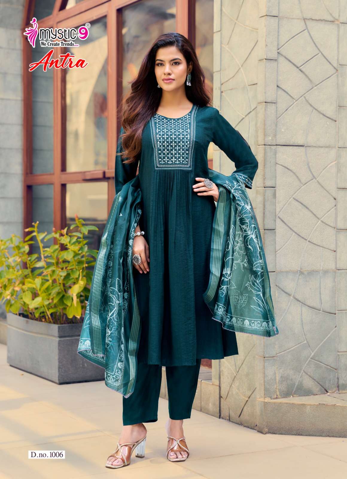 Mystic 9 Antra Vol 1 Vertican Kurti Pant Dupatta Set - Amrah Wholesale