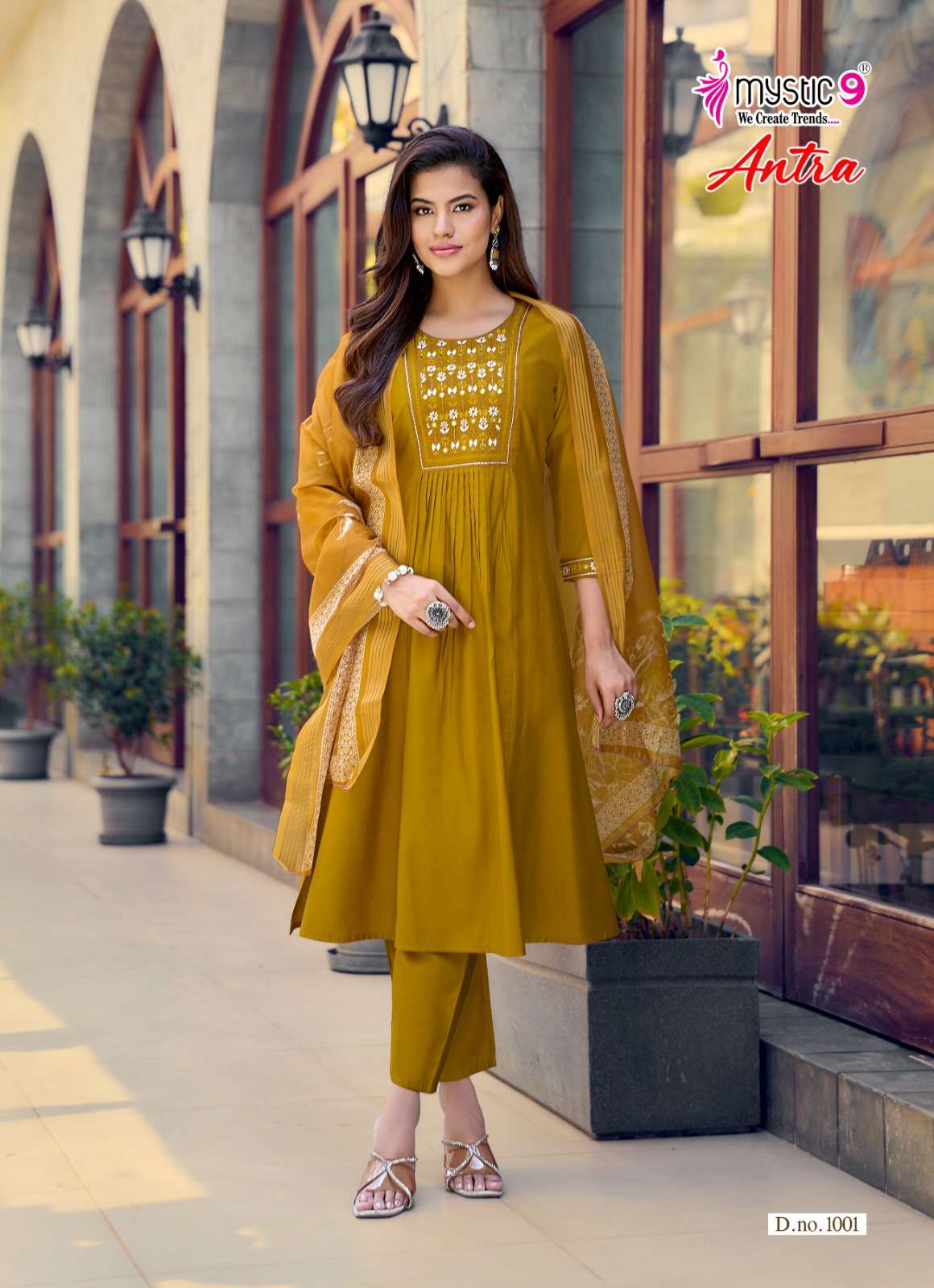 Mystic 9 Antra Vol 1 Vertican Kurti Pant Dupatta Set - Amrah Wholesale