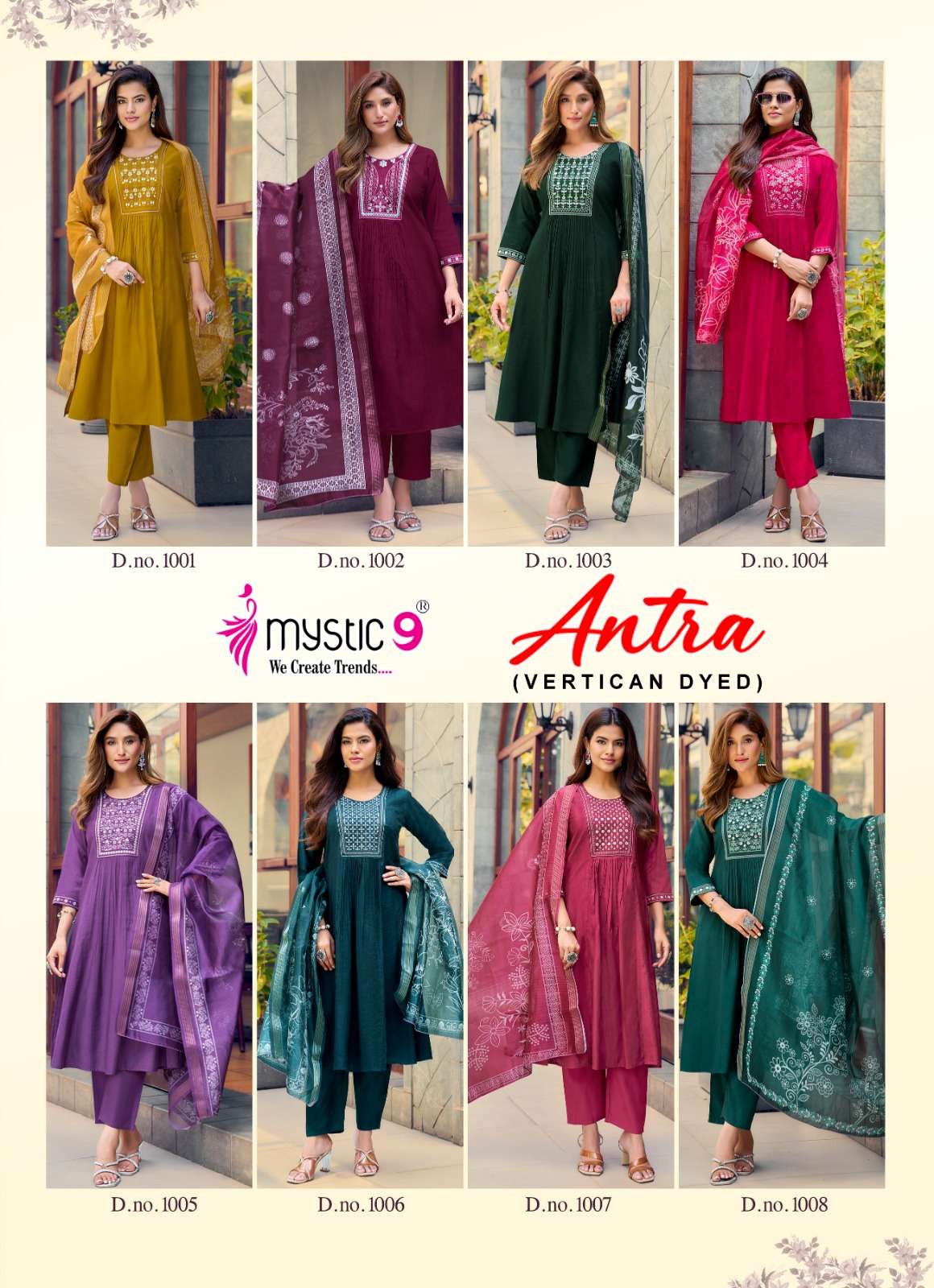 Mystic 9 Antra Vol 1 Vertican Kurti Pant Dupatta Set - Amrah Wholesale