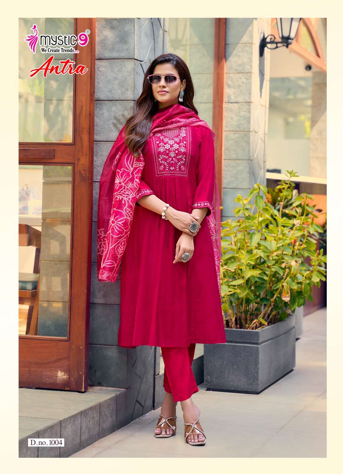 Mystic 9 Antra Vol 1 Vertican Kurti Pant Dupatta Set - Amrah Wholesale