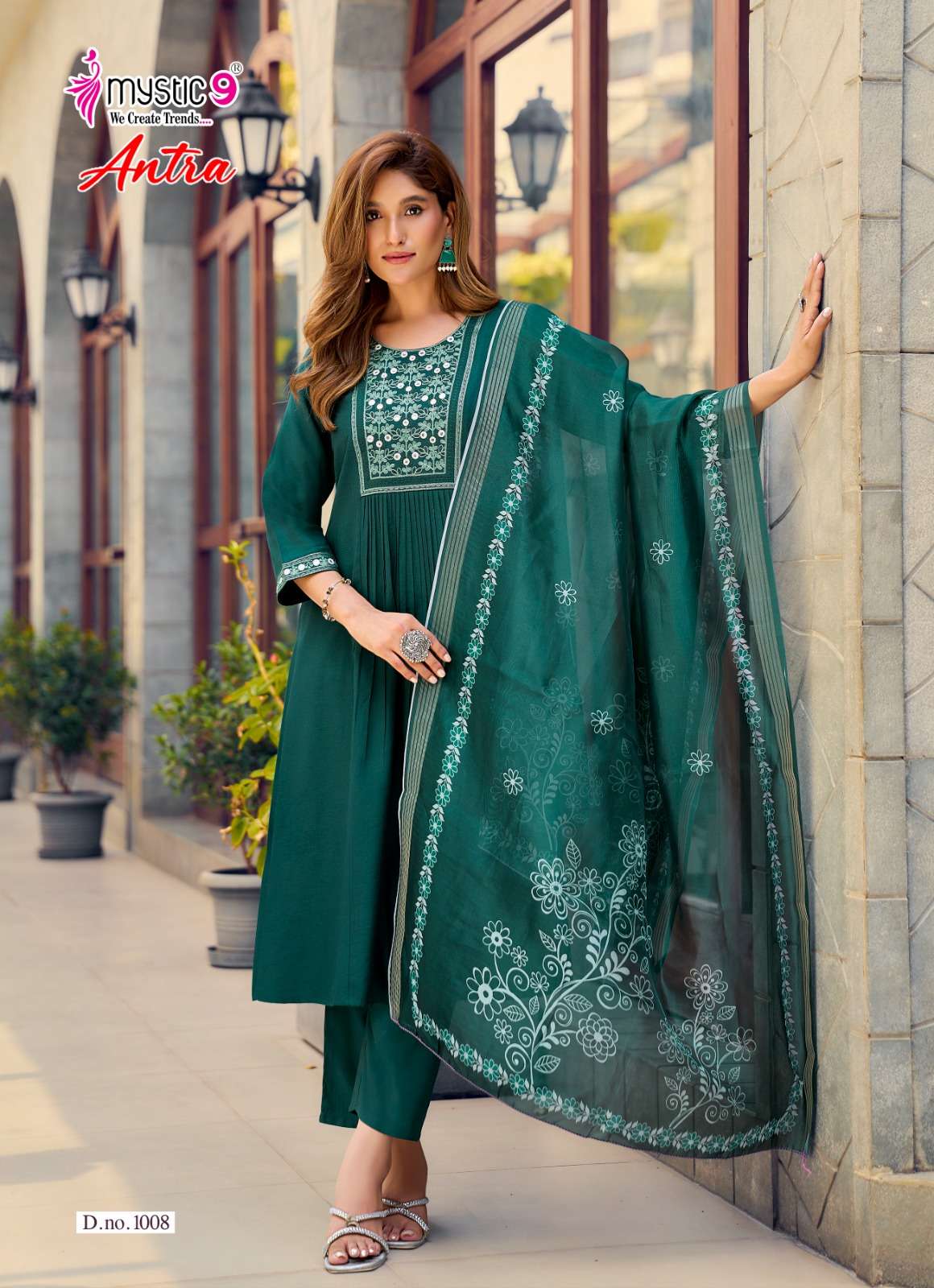 Mystic 9 Antra Vol 1 Vertican Kurti Pant Dupatta Set - Amrah Wholesale
