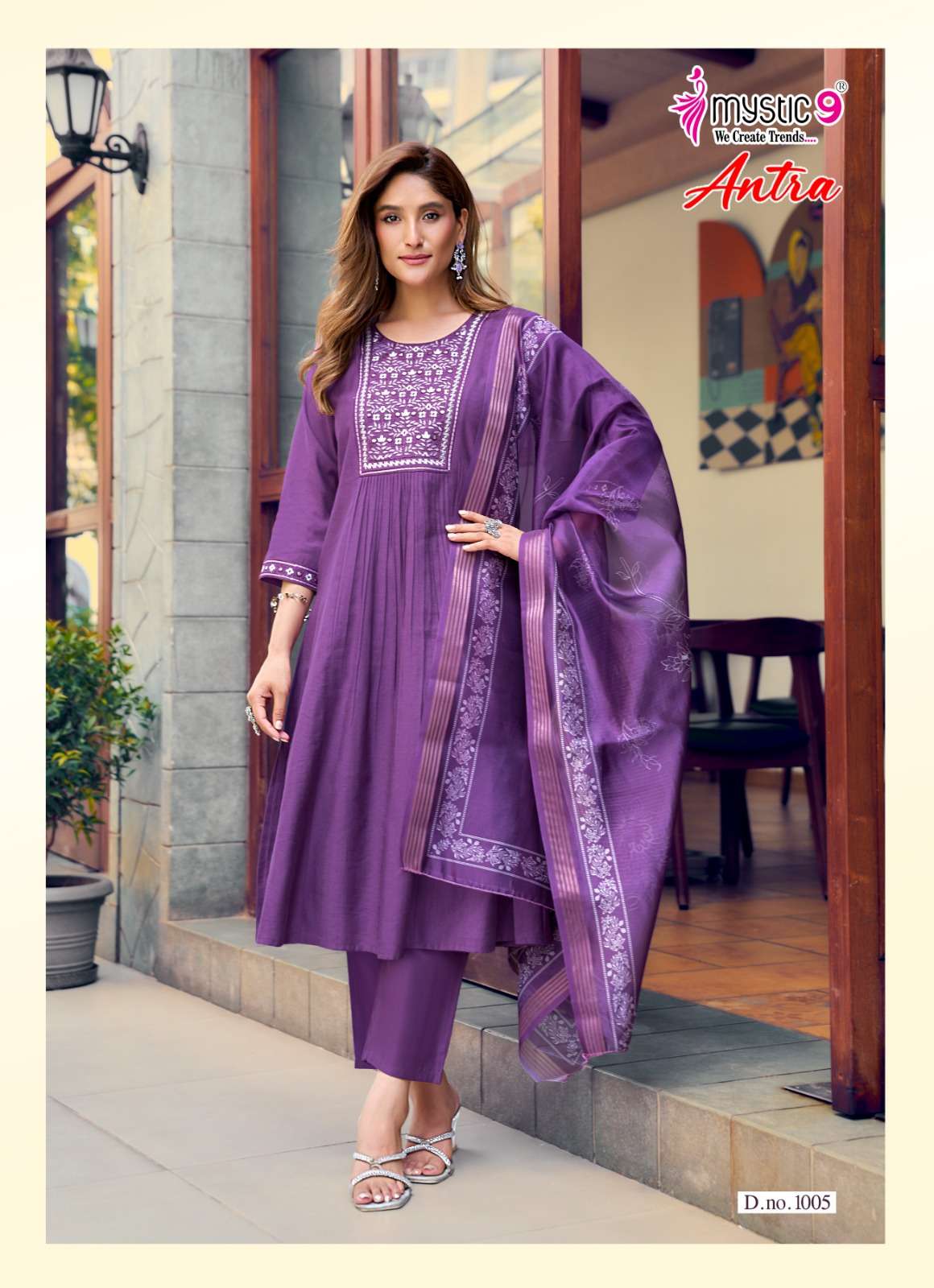 Mystic 9 Antra Vol 1 Vertican Kurti Pant Dupatta Set - Amrah Wholesale