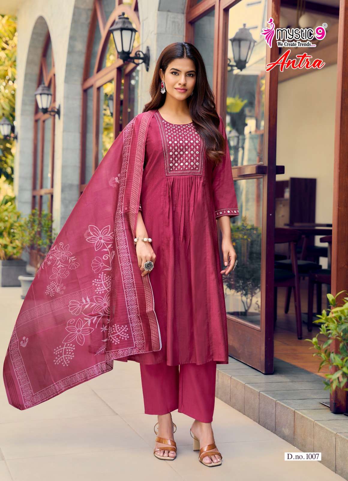Mystic 9 Antra Vol 1 Vertican Kurti Pant Dupatta Set - Amrah Wholesale