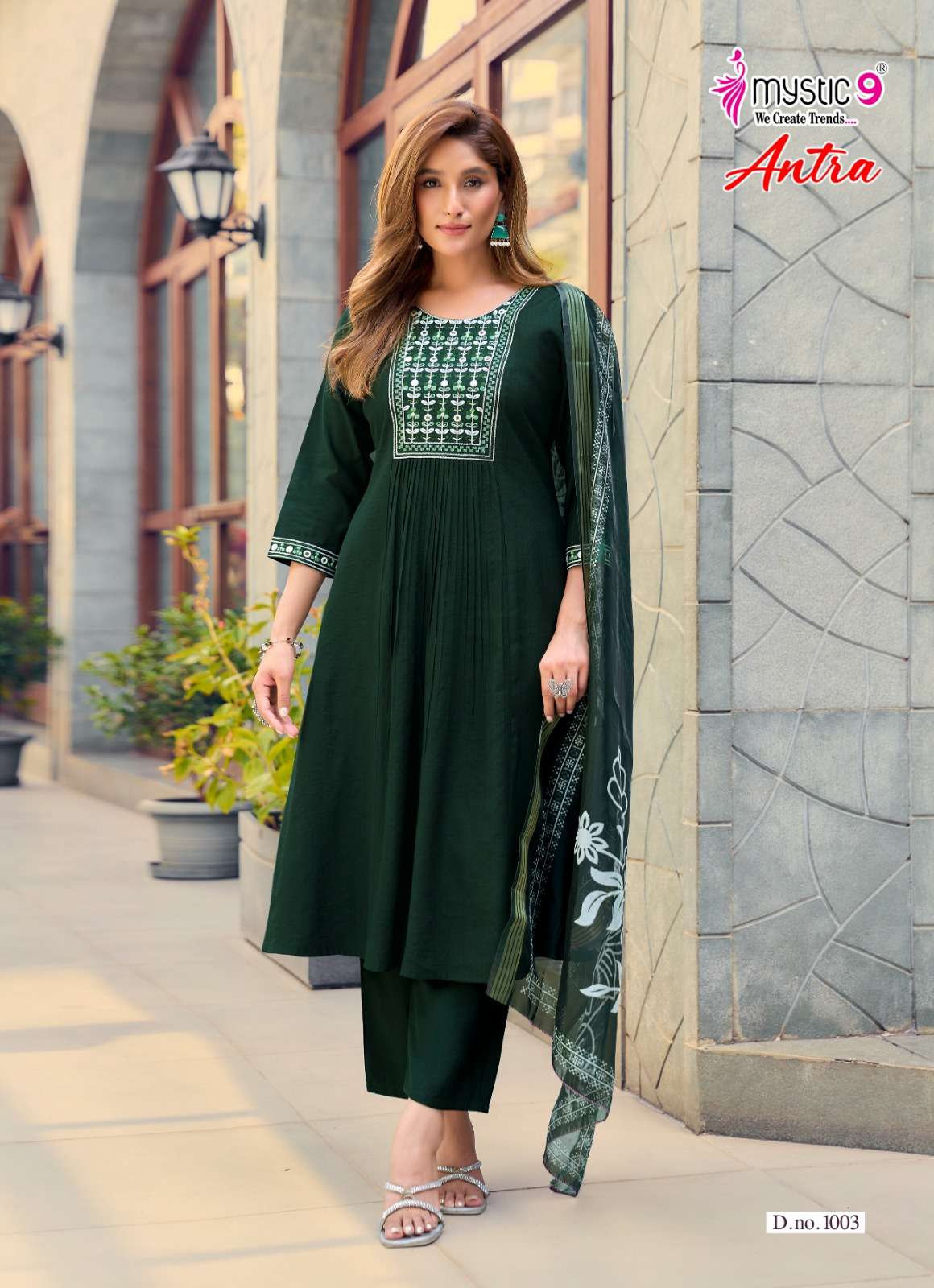 Mystic 9 Antra Vol 1 Vertican Kurti Pant Dupatta Set - Amrah Wholesale