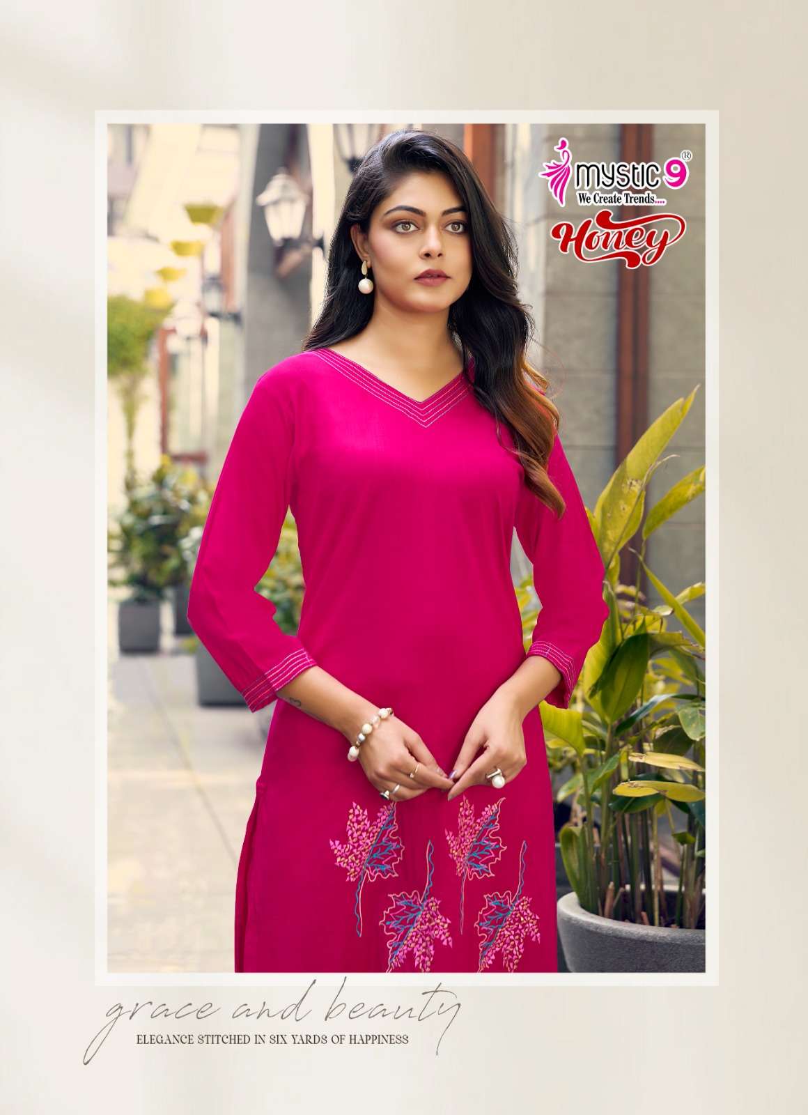 Mystic 9 Honey Vol 1 Premium Viscose Slub Lycra Embroidered Co Ord Set - Amrah Wholesale