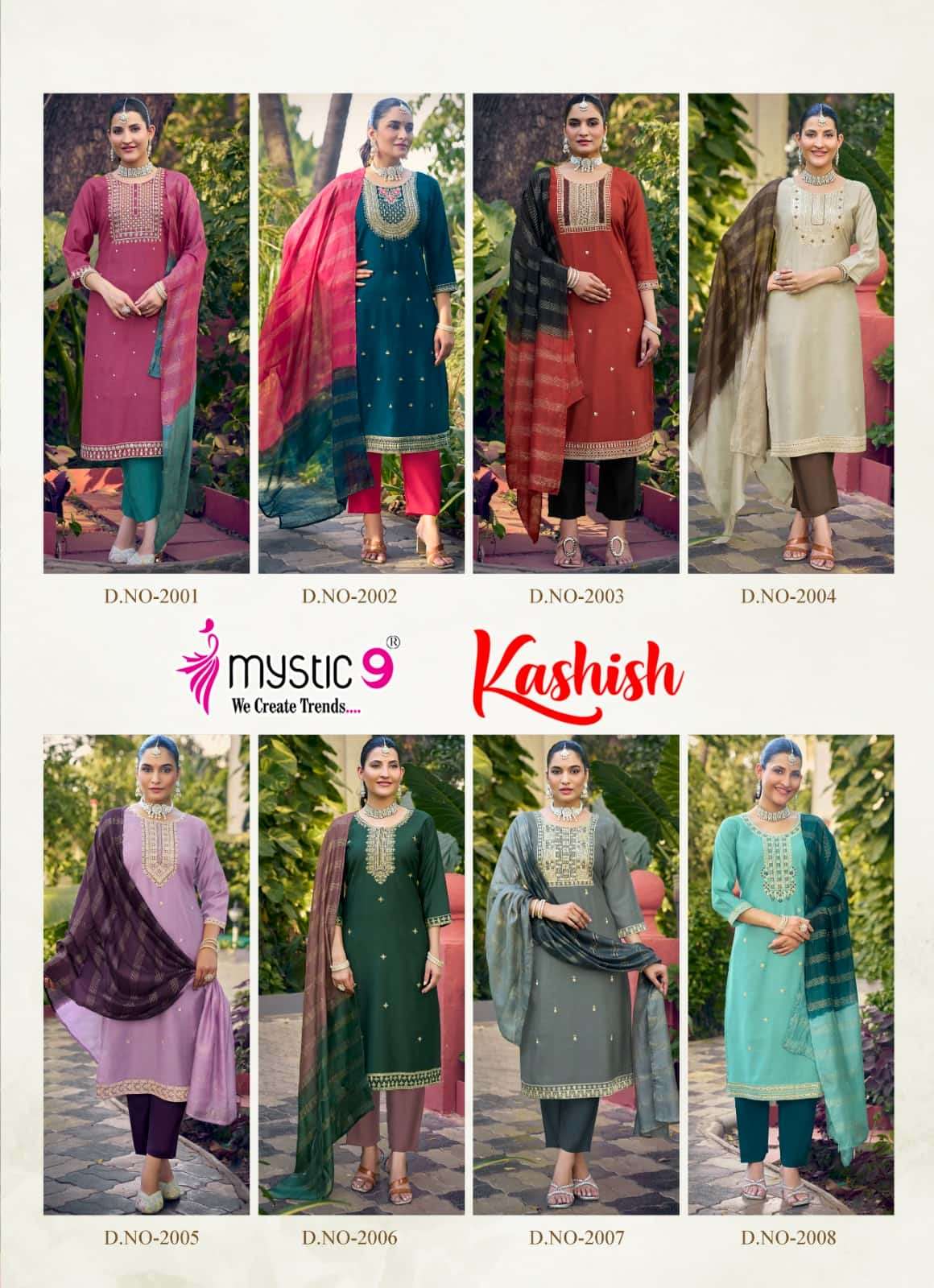 Mystic 9 Kashish Vol 2 Embroidered Kurti Pant Dupatta Set - Amrah Wholesale