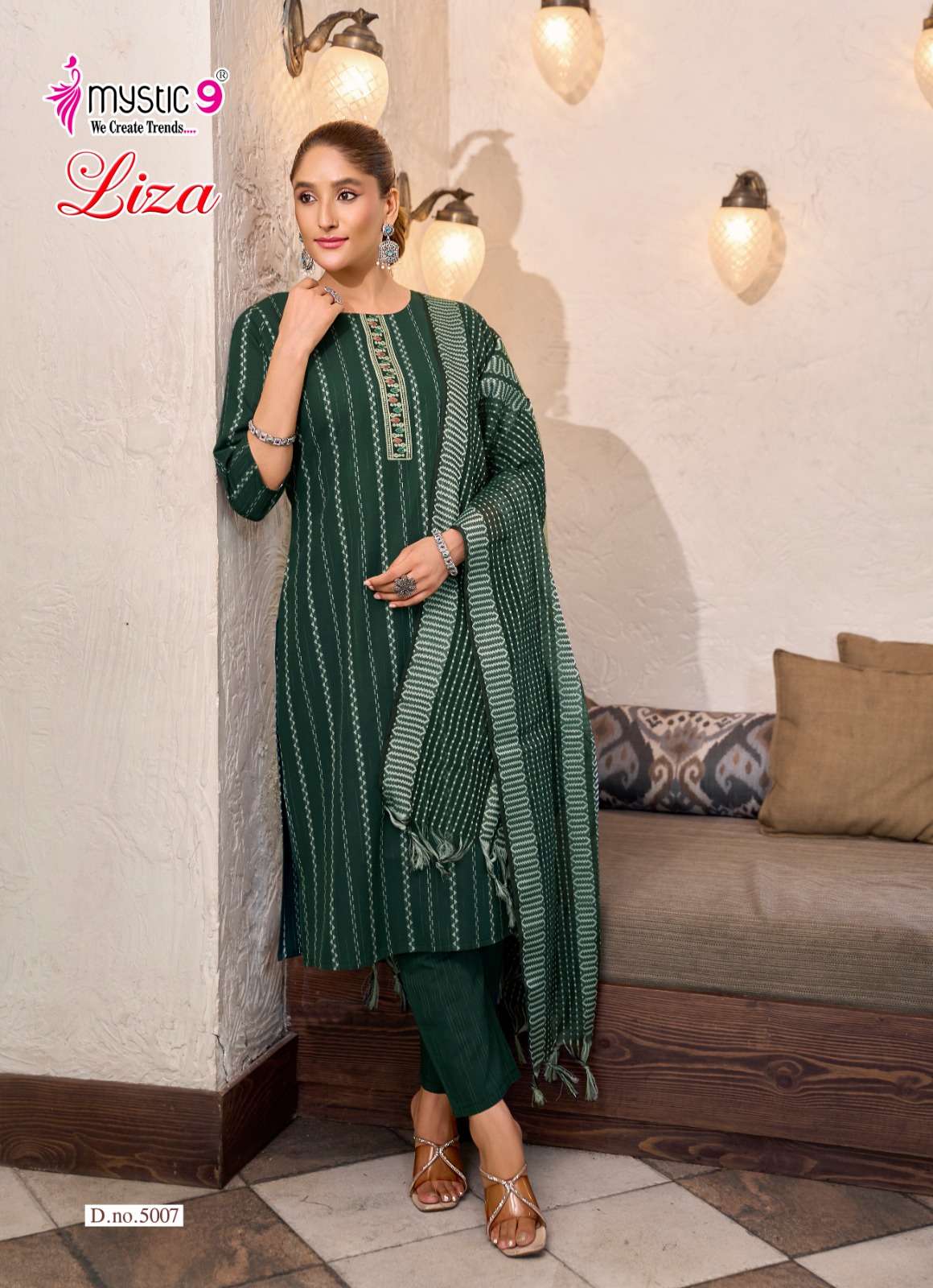 Mystic 9 Liza Vol 5 Handloom Cotton Kurti Pant Dupatta Set - Amrah Wholesale
