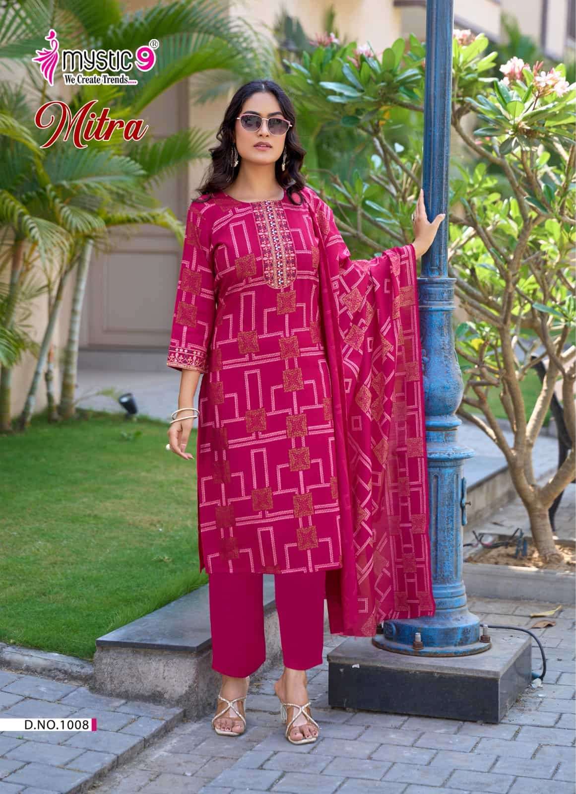 Mystic 9 Mitra Vol 1 Kurti Pant Dupatta Set Wholesale Surat India