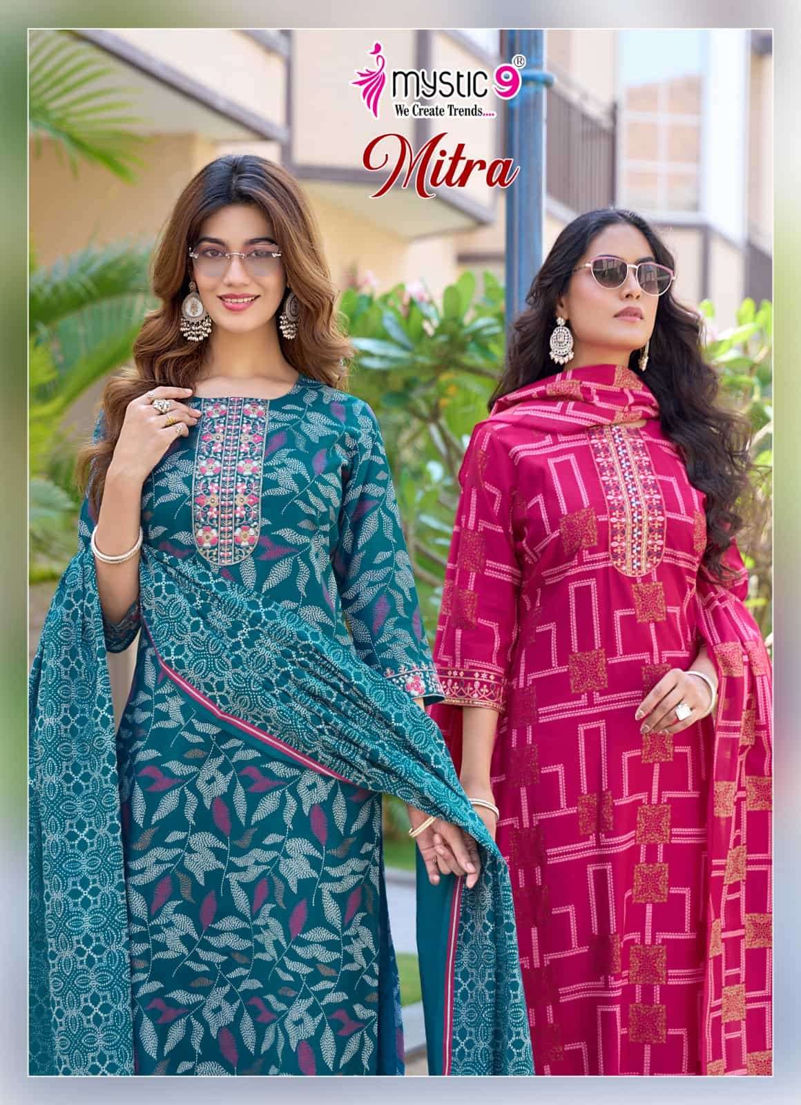 Mystic 9 Mitra Vol 1 Kurti Pant Dupatta Set Wholesale Surat India - Amrah Wholesale