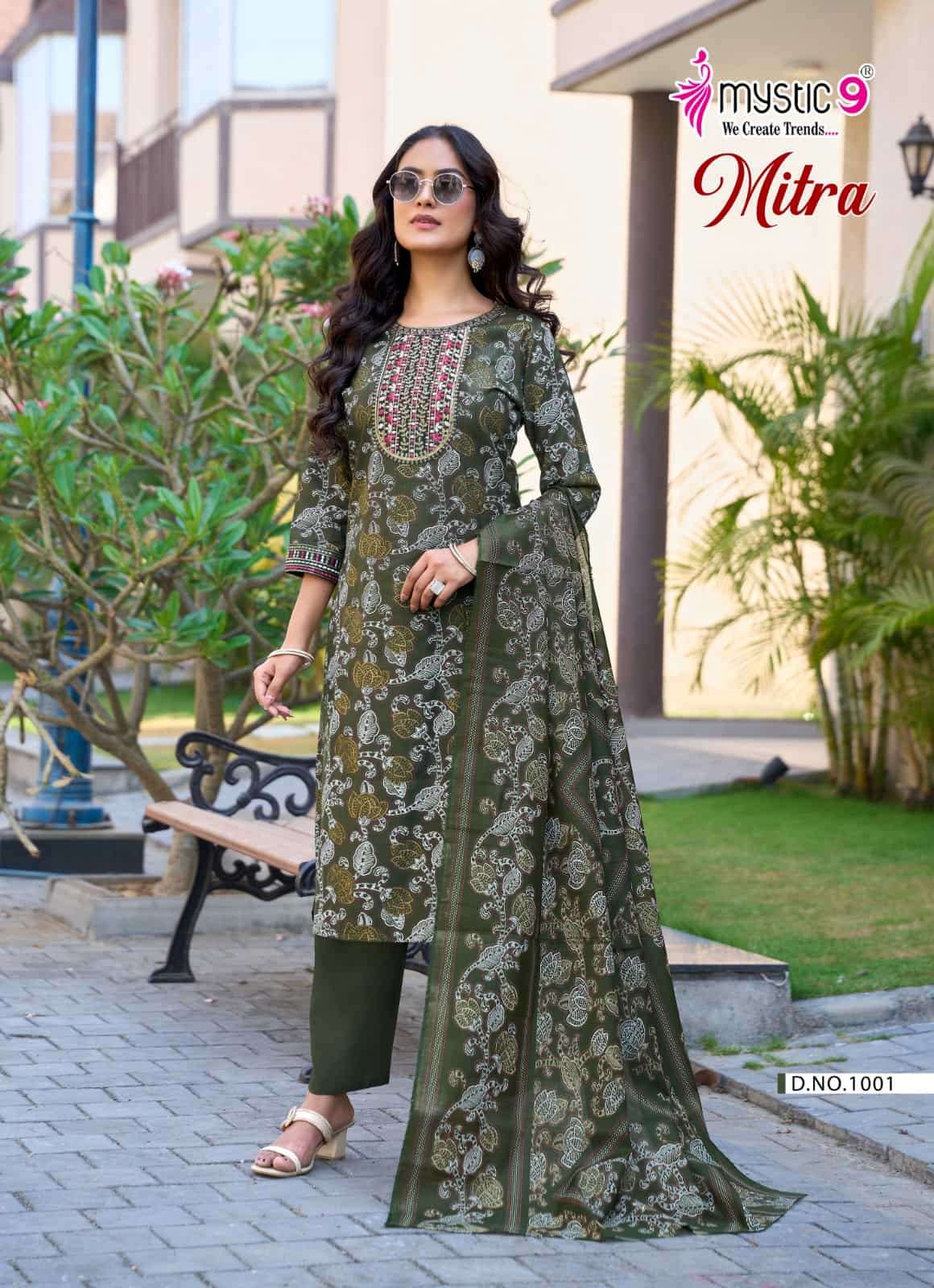 Mystic 9 Mitra Vol 1 Kurti Pant Dupatta Set Wholesale Surat India