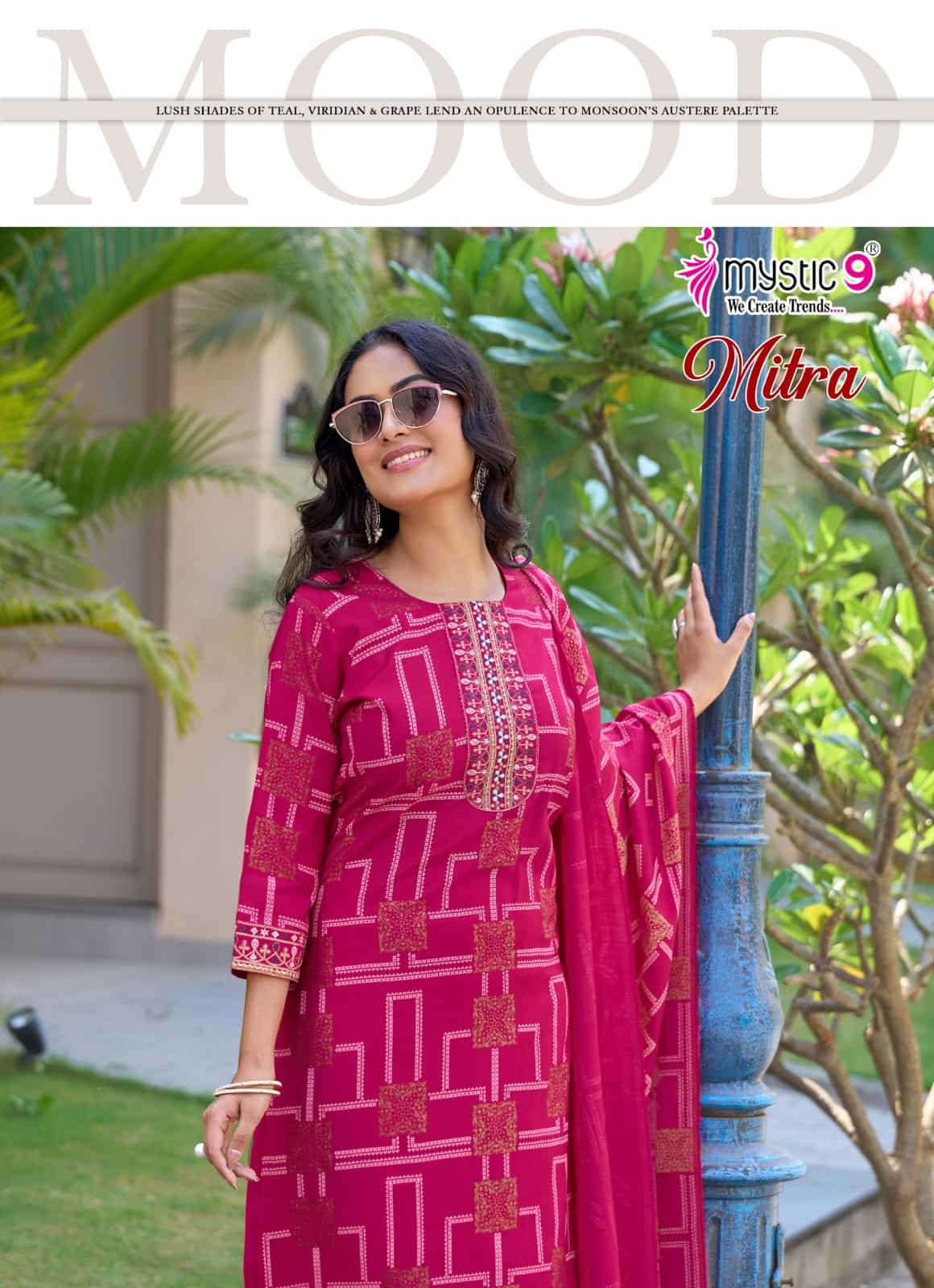 Mystic 9 Mitra Vol 1 Kurti Pant Dupatta Set Wholesale Surat India - Amrah Wholesale