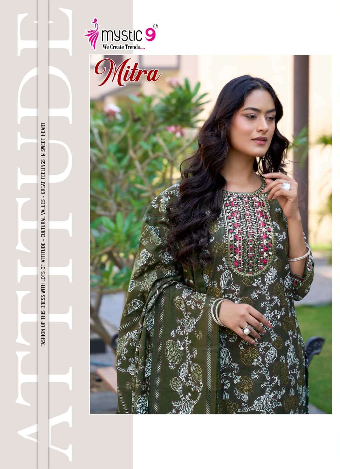 Mystic 9 Mitra Vol 1 Kurti Pant Dupatta Set Wholesale Surat India