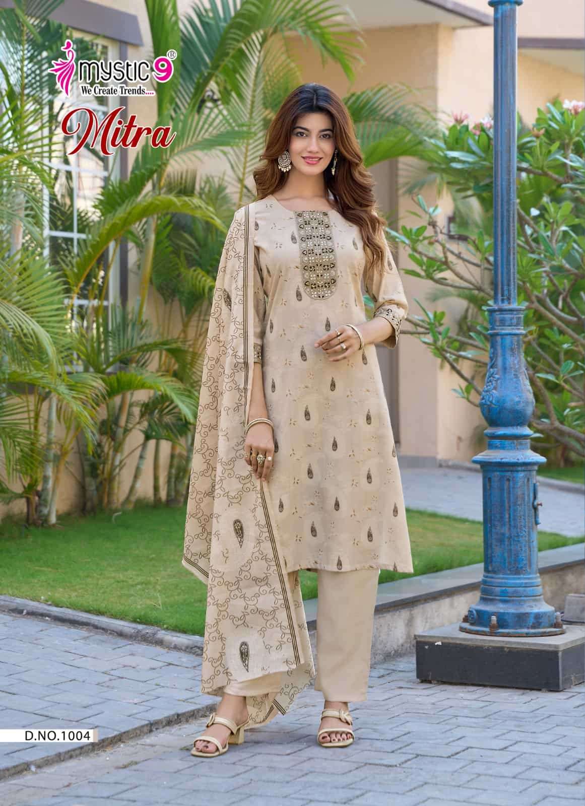 Mystic 9 Mitra Vol 1 Kurti Pant Dupatta Set Wholesale Surat India