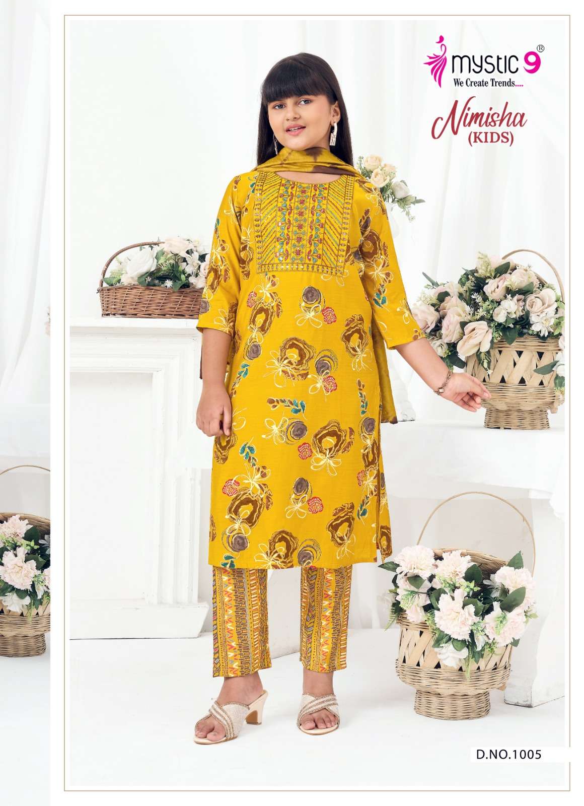 Mystic 9 Nimisha Kids Vol 1 Readymade Kids Wear 3 Piece Suit - Amrah Wholesale
