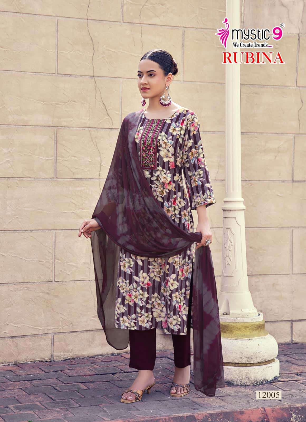 Mystic 9 Rubina Vol 12 Rayon Salwar Suit Set Wholesale