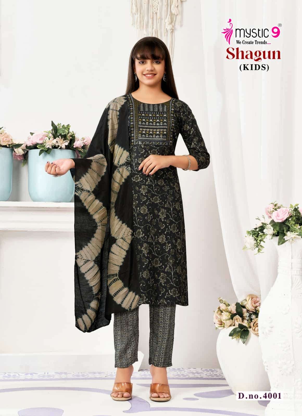 Mystic 9 Shagun Kids Vol 4 Rayon Girls Ethnic Dress Set - Amrah Wholesale