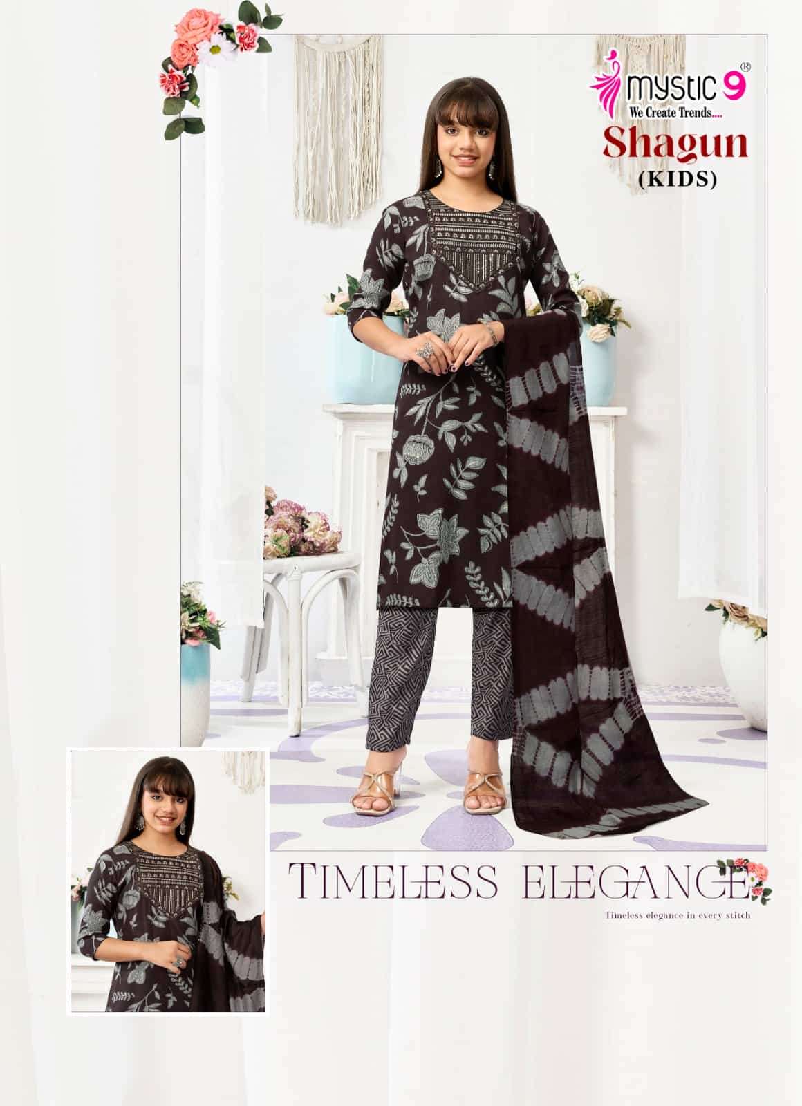 Mystic 9 Shagun Kids Vol 4 Rayon Girls Ethnic Dress Set - Amrah Wholesale