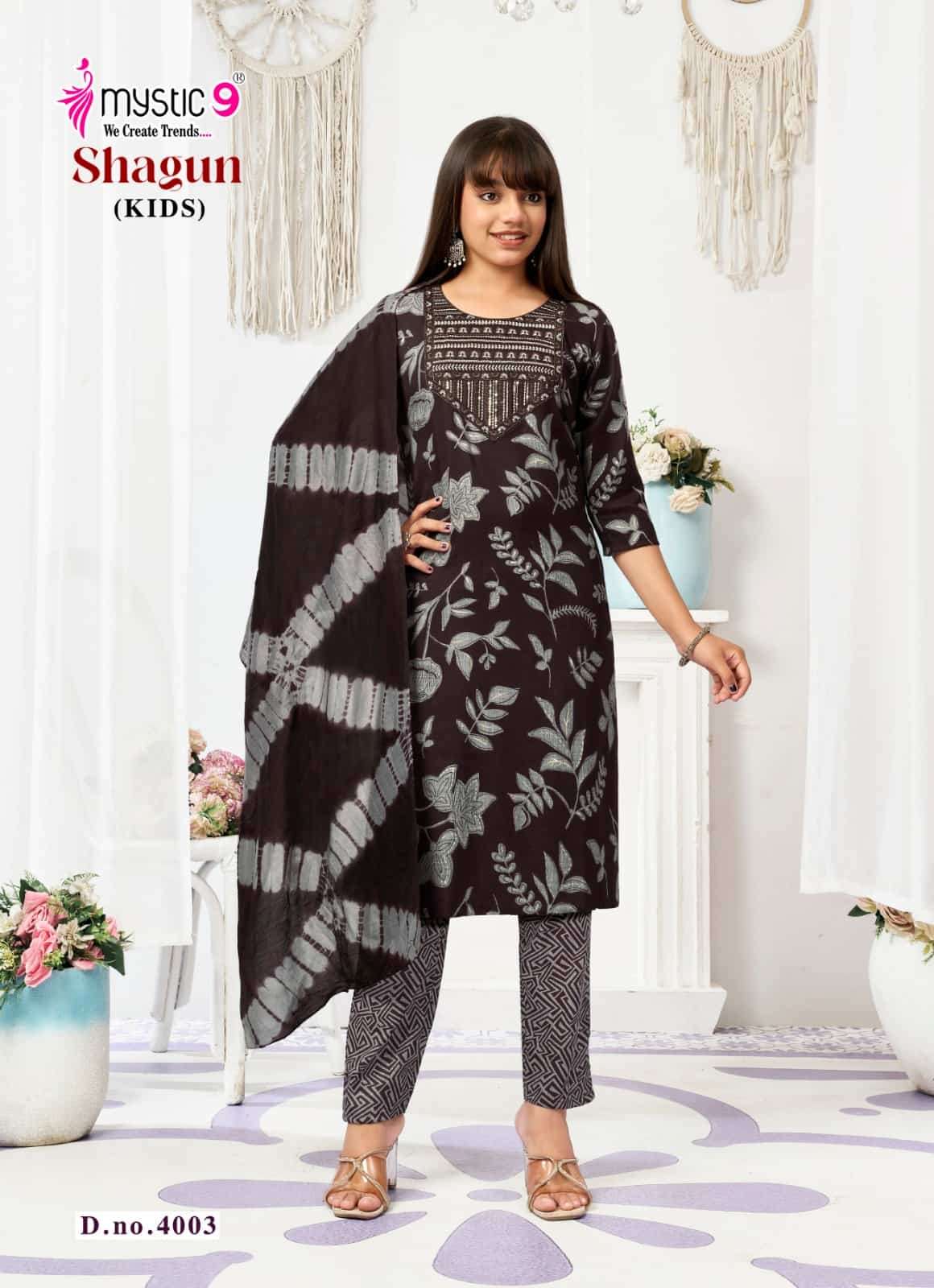 Mystic 9 Shagun Kids Vol 4 Rayon Girls Ethnic Dress Set - Amrah Wholesale