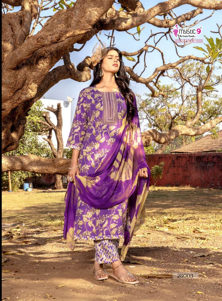 Mystic 9 Shagun Vol 28 Rayon Kurti Pant Dupatta Set