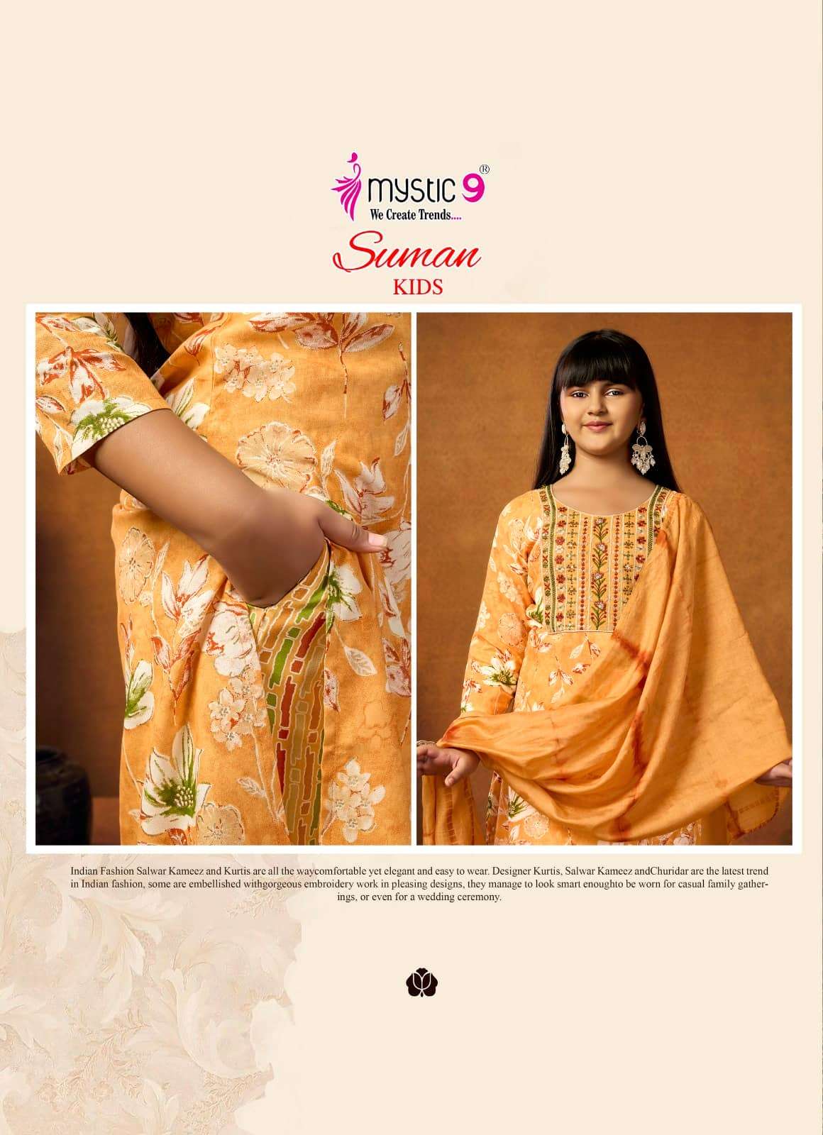Mystic 9 Suman Kids Vol 1 Rayon Embroidered Girls Ethnic Dress
