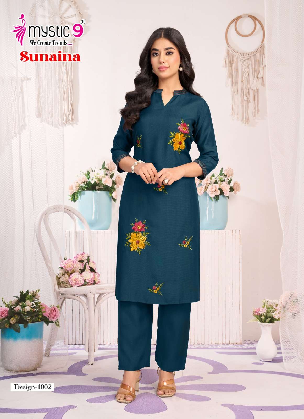 Mystic 9 Sunaina Vertican Embroidered Co Ord Set - Amrah Wholesale