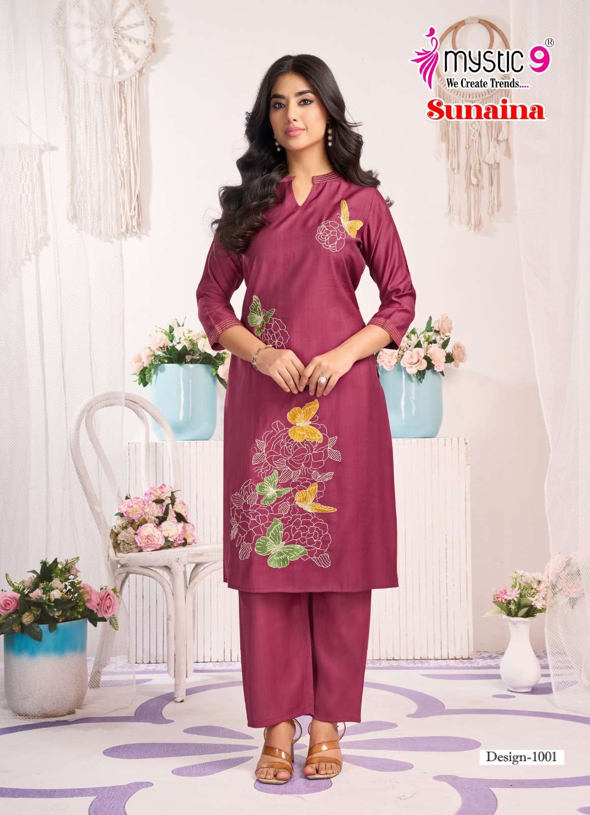 Mystic 9 Sunaina Vertican Embroidered Co Ord Set - Amrah Wholesale