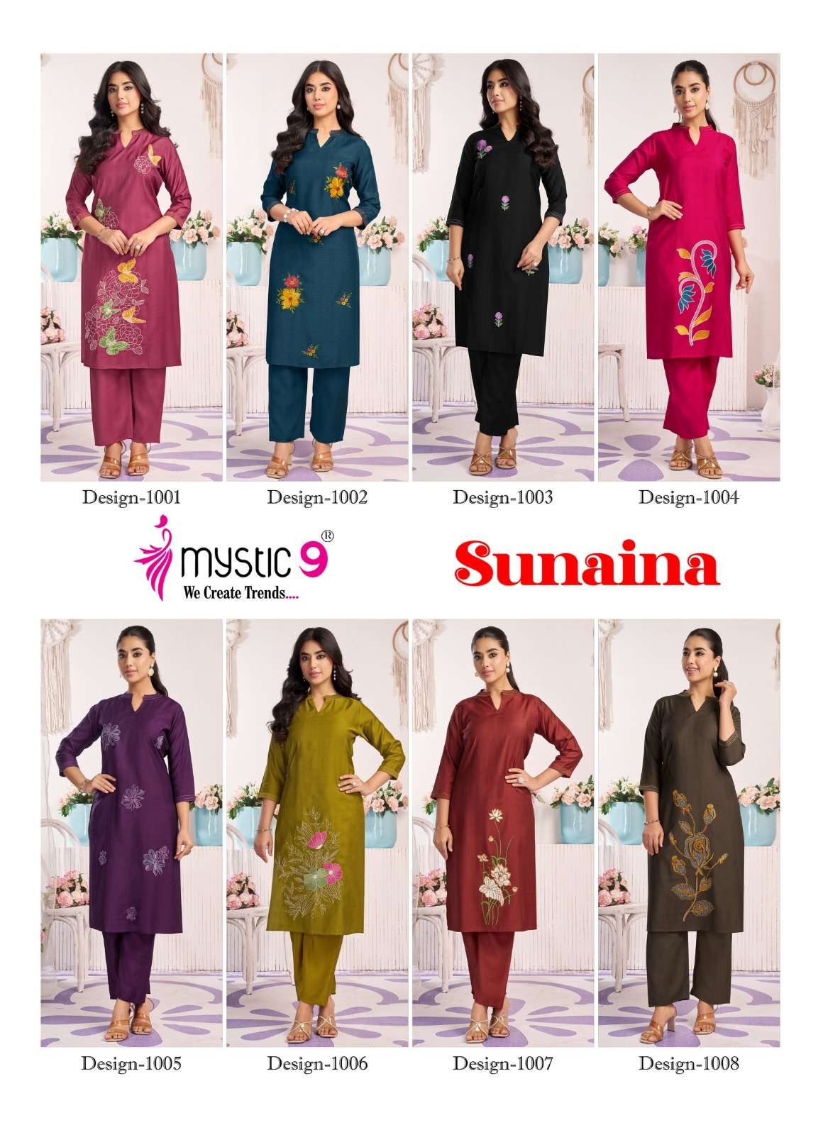 Mystic 9 Sunaina Vertican Embroidered Co Ord Set - Amrah Wholesale