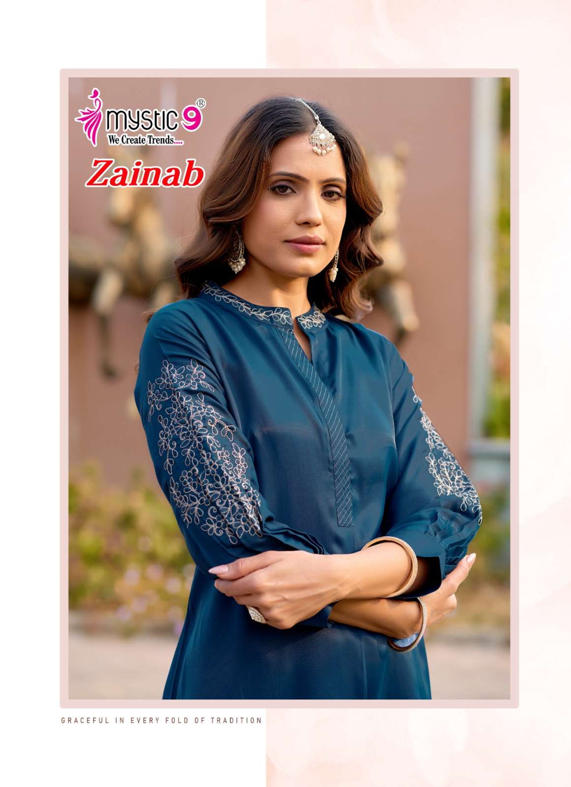 Mystic 9 Zainab Vol 1 Premium Satin Co-Ord Set Wholesale Price