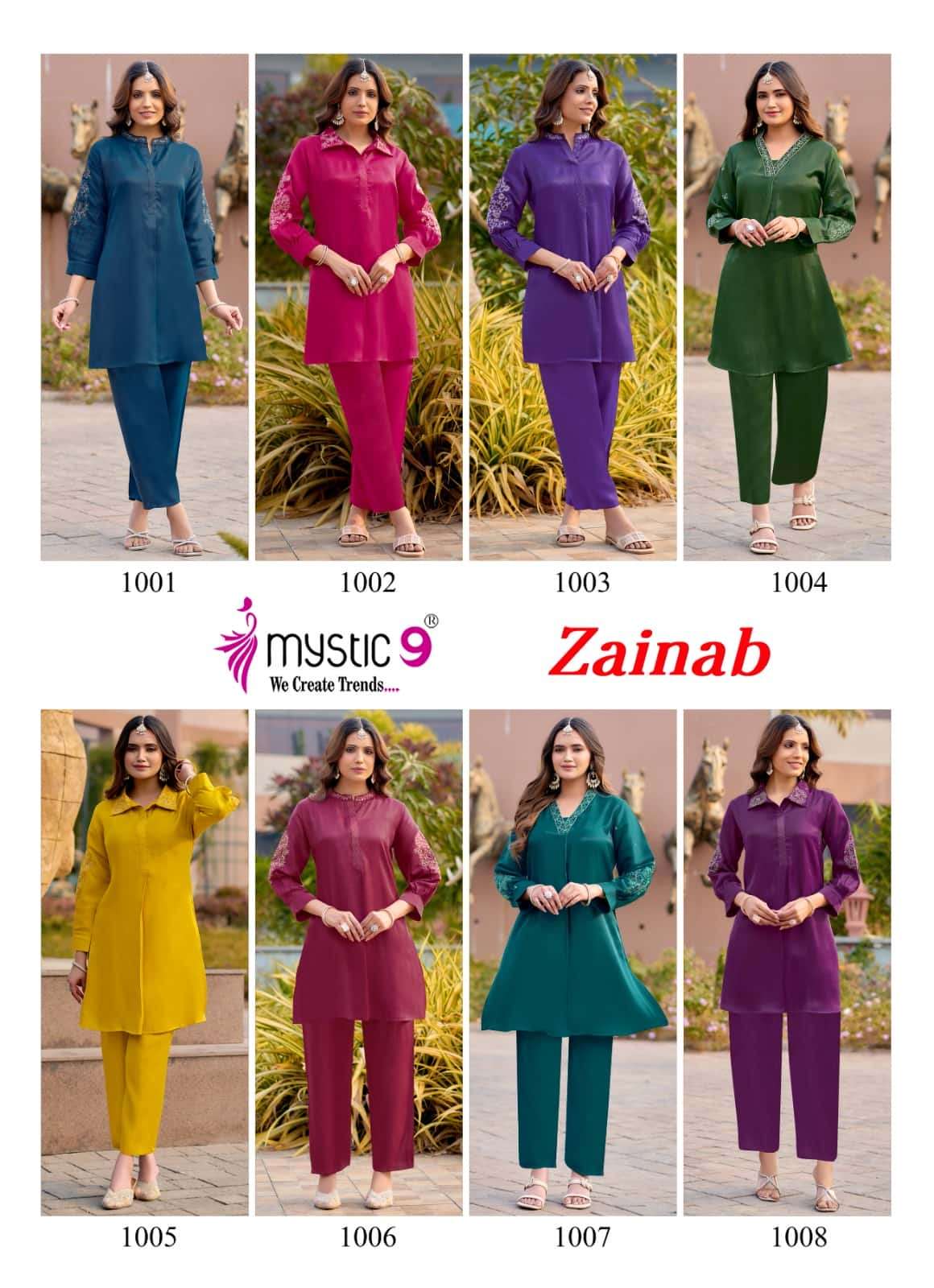 Mystic 9 Zainab Vol 1 Premium Satin Co-Ord Set Wholesale Price
