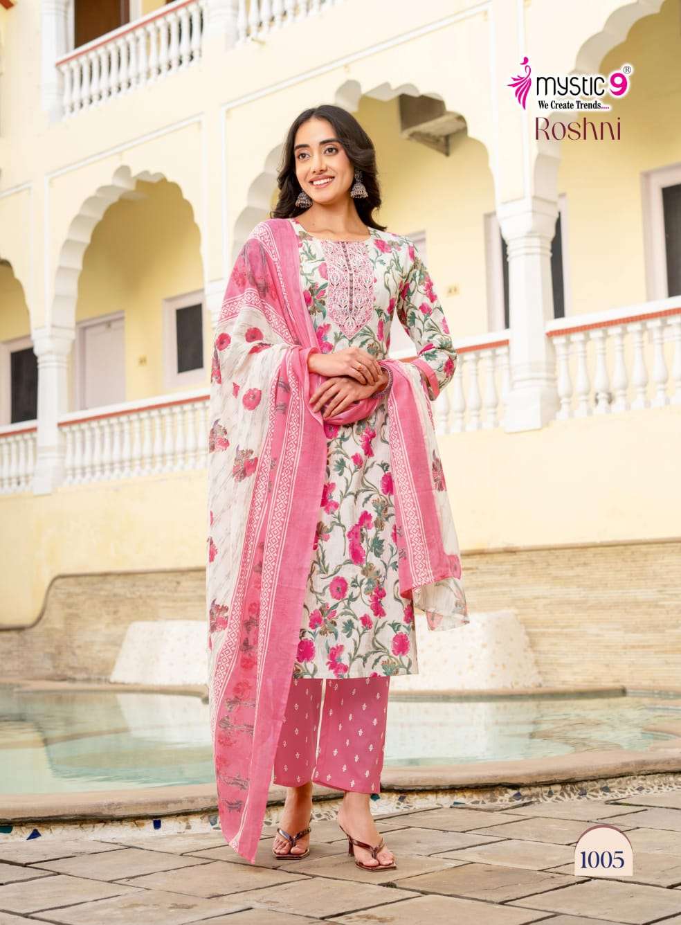 Mystic 9 Roshni Vol 1 Cotton Kurti Pant Dupatta Set - Amrah Wholesale