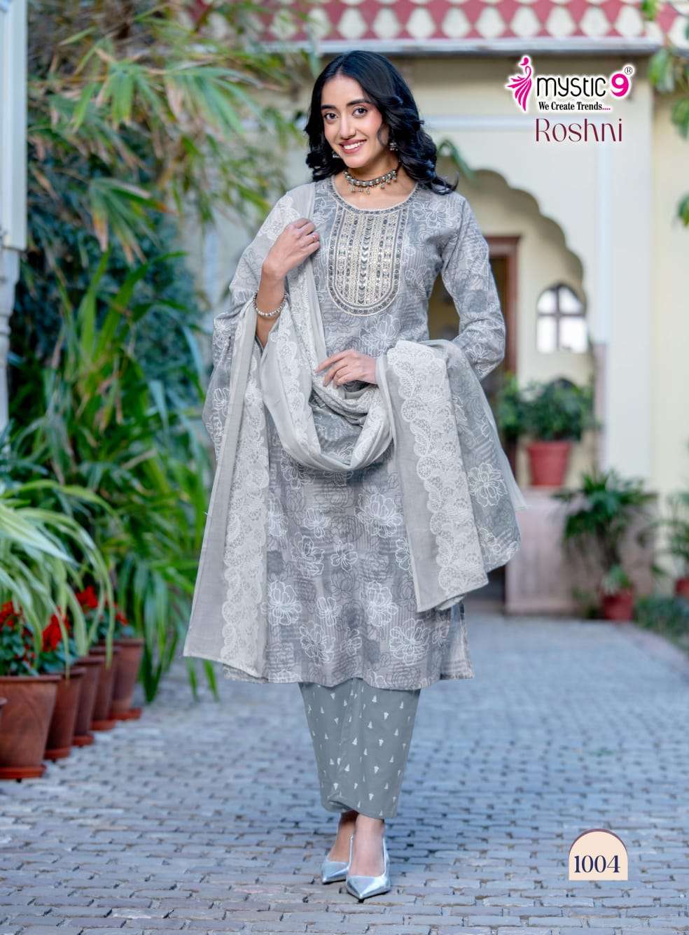 Mystic 9 Roshni Vol 1 Cotton Kurti Pant Dupatta Set - Amrah Wholesale