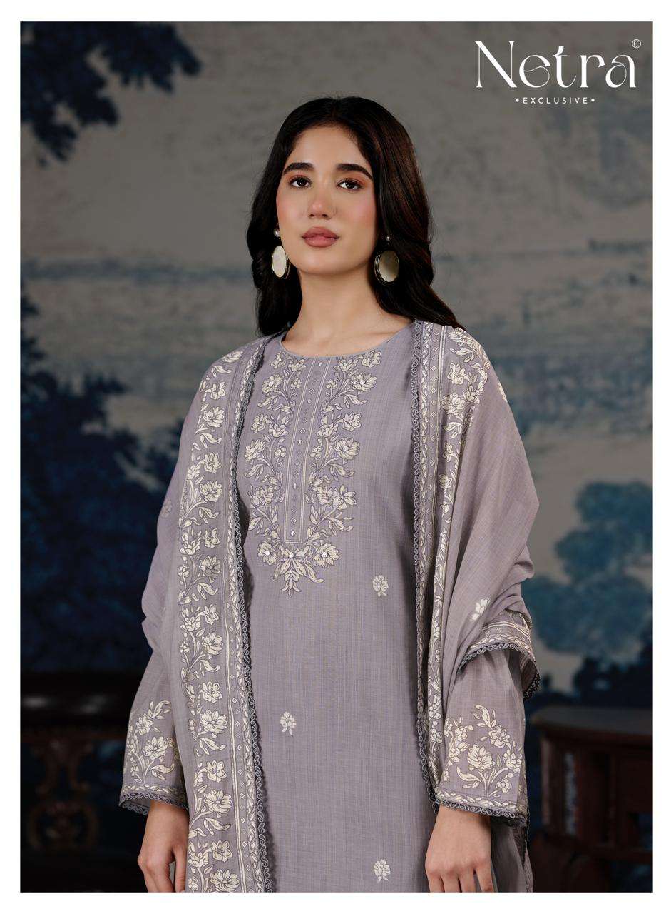 Netra Darpika Banarasi Mul Chanderi Dress Material - Amrah Wholesale