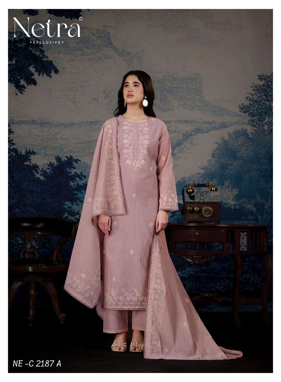 Netra Darpika Banarasi Mul Chanderi Dress Material - Amrah Wholesale
