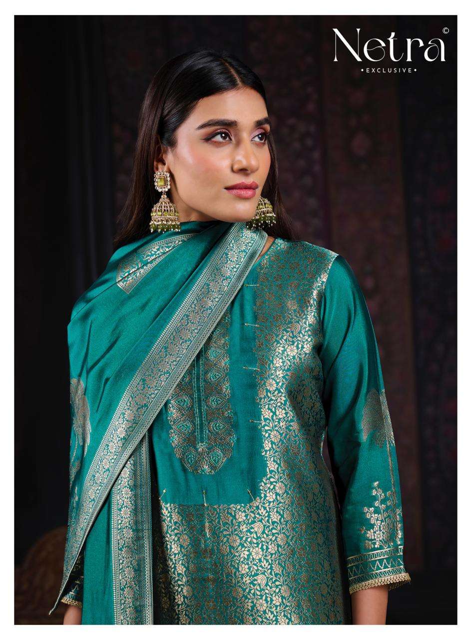 Netra Exclusive Aadita Premium Viscose Silk Jacquard Dress Material - Amrah Wholesale