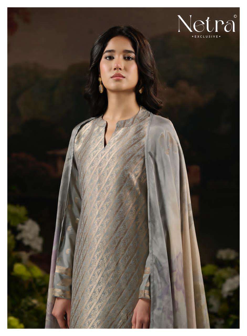 Netra Exclusive Aarna Vol 8 Pure Bemberg Muslin Jacquard Dress Material - Amrah Wholesale