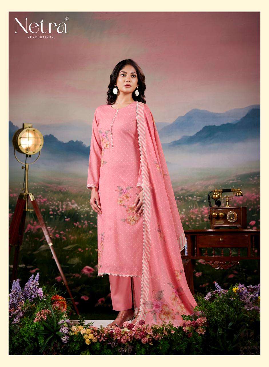Netra Exclusive Fiyara Premium Banarasi Mal Chanderi Dress Material - Amrah Wholesale