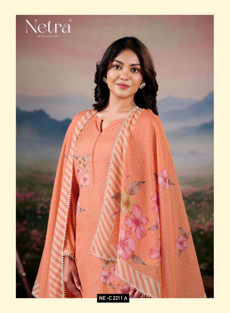 Netra Exclusive Fiyara Premium Banarasi Mal Chanderi Dress Material - Amrah Wholesale