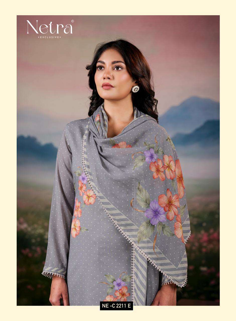 Netra Exclusive Fiyara Premium Banarasi Mal Chanderi Dress Material - Amrah Wholesale
