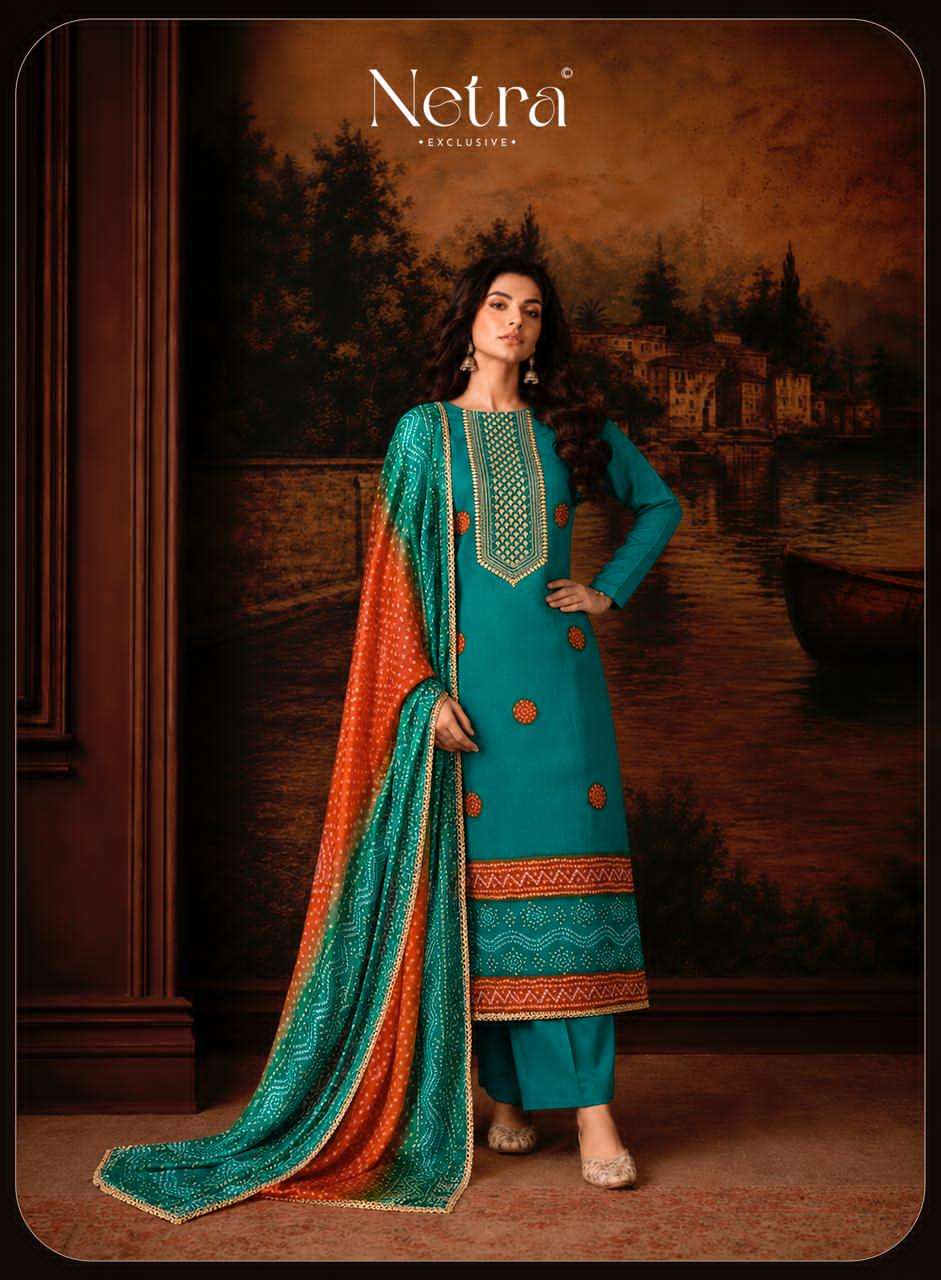 Netra Exclusive Gajji Vol 1 Premium Bandhani Gajji Silk Dress Material Collection