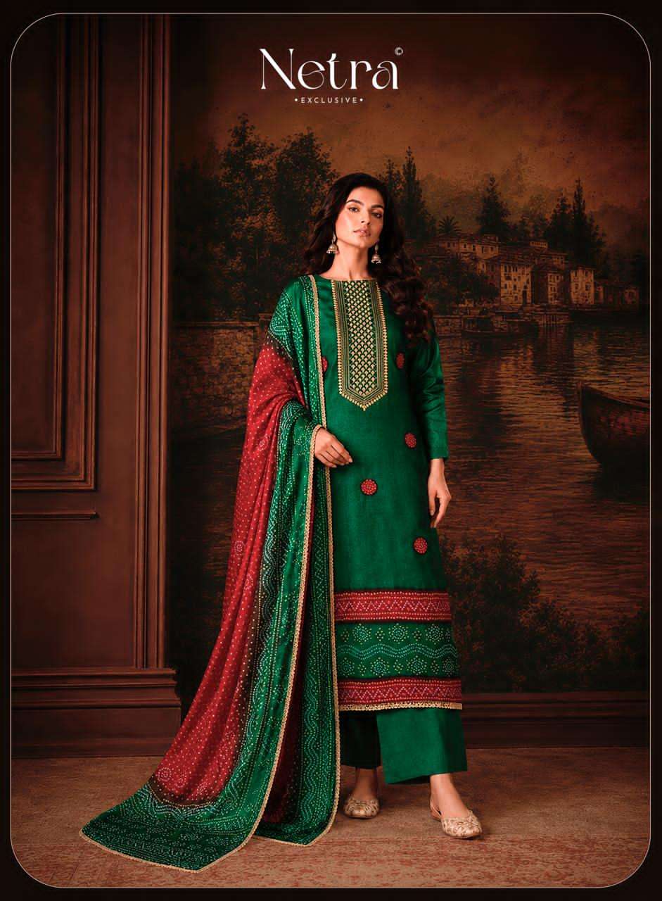 Netra Exclusive Gajji Vol 1 Premium Bandhani Gajji Silk Dress Material Collection