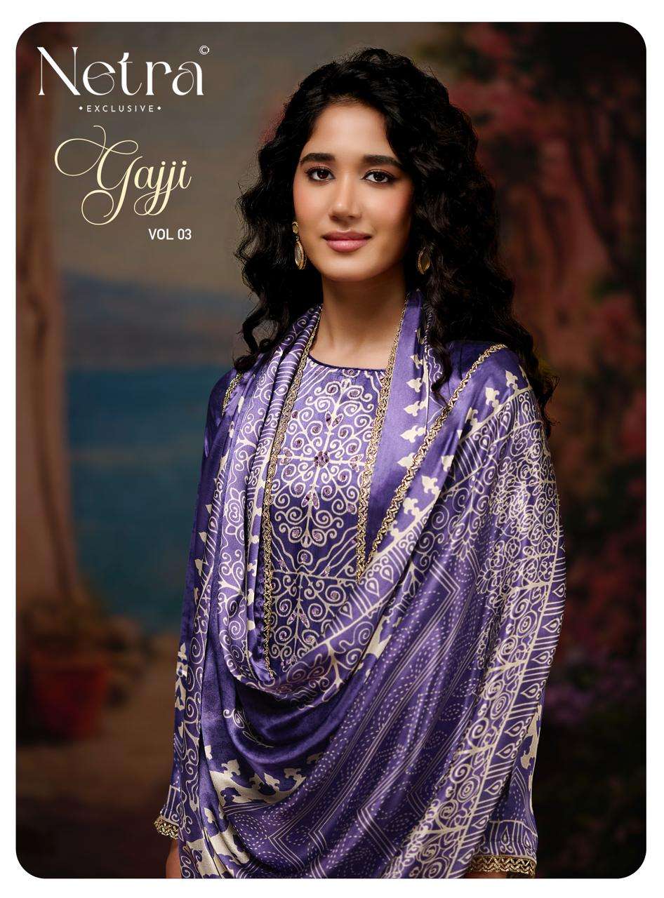 Netra Exclusive Gajji Vol 3 Pure Gajji Silk Dress Material