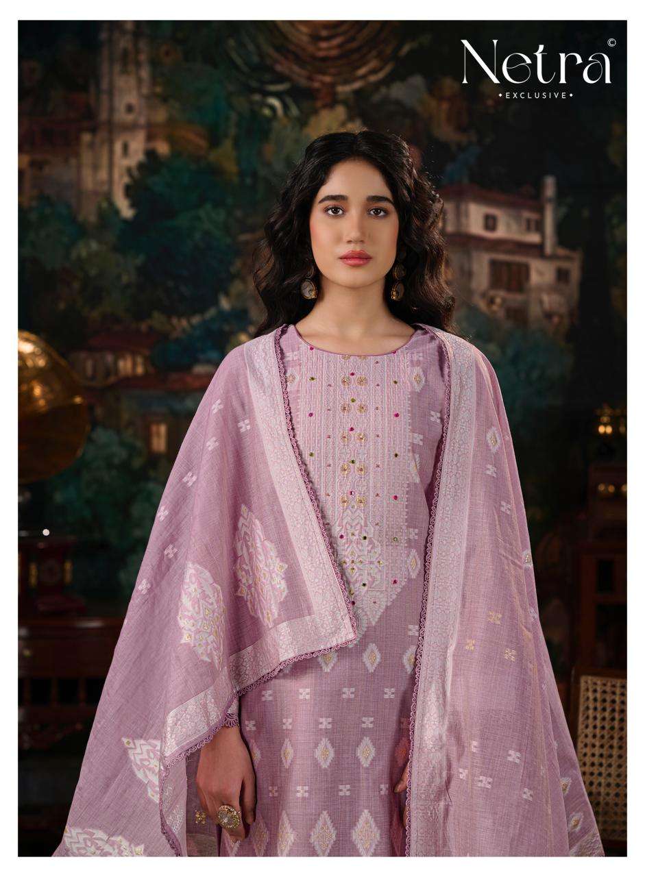 Netra Exclusive Kudi Premium Jamdani Weaving Dress Material - Amrah Wholesale