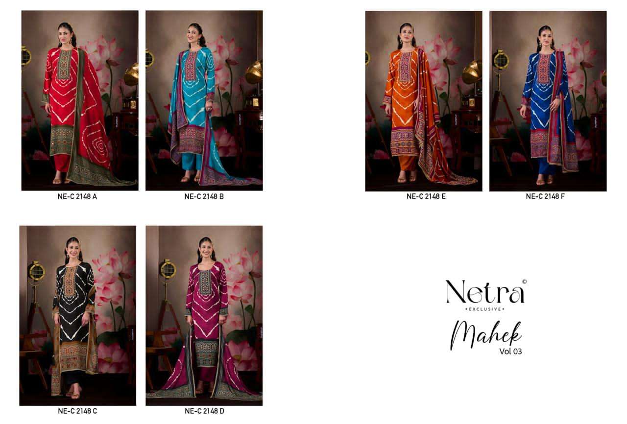 NETRA EXCLUSIVE MAHEK VOL-3 Bemberg Muslin Salwar Suit