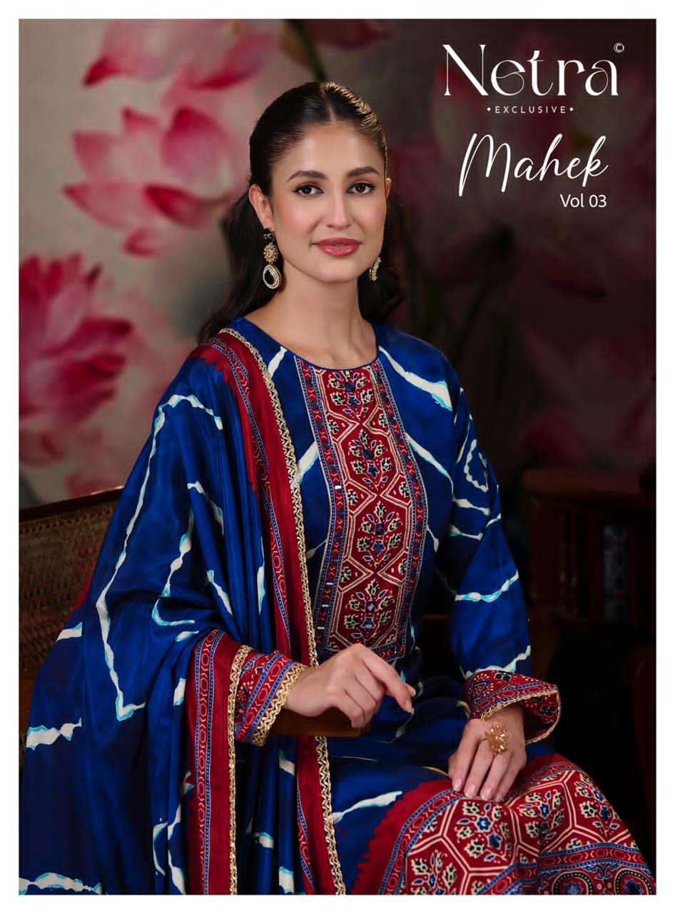 NETRA EXCLUSIVE MAHEK VOL-3 Bemberg Muslin Salwar Suit