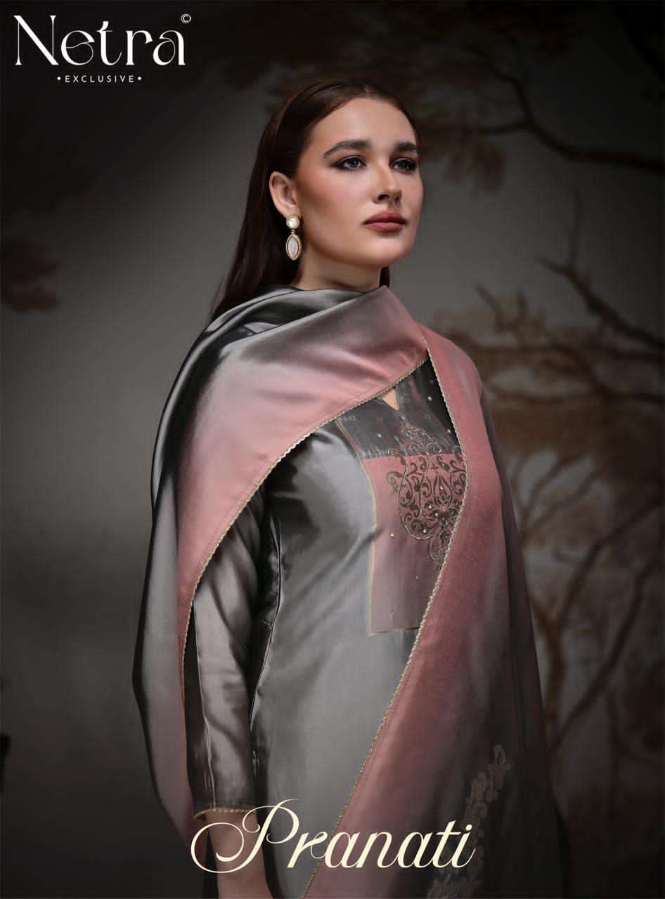 Netra Exclusive Pranati Premium Jacquard Silk Party Wear Dress Material Collection