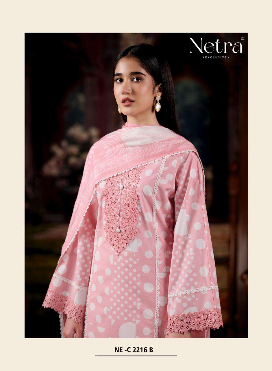 Netra Exclusive Rohini Pure Cotton Designer Dress Material Collection - Amrah Wholesale