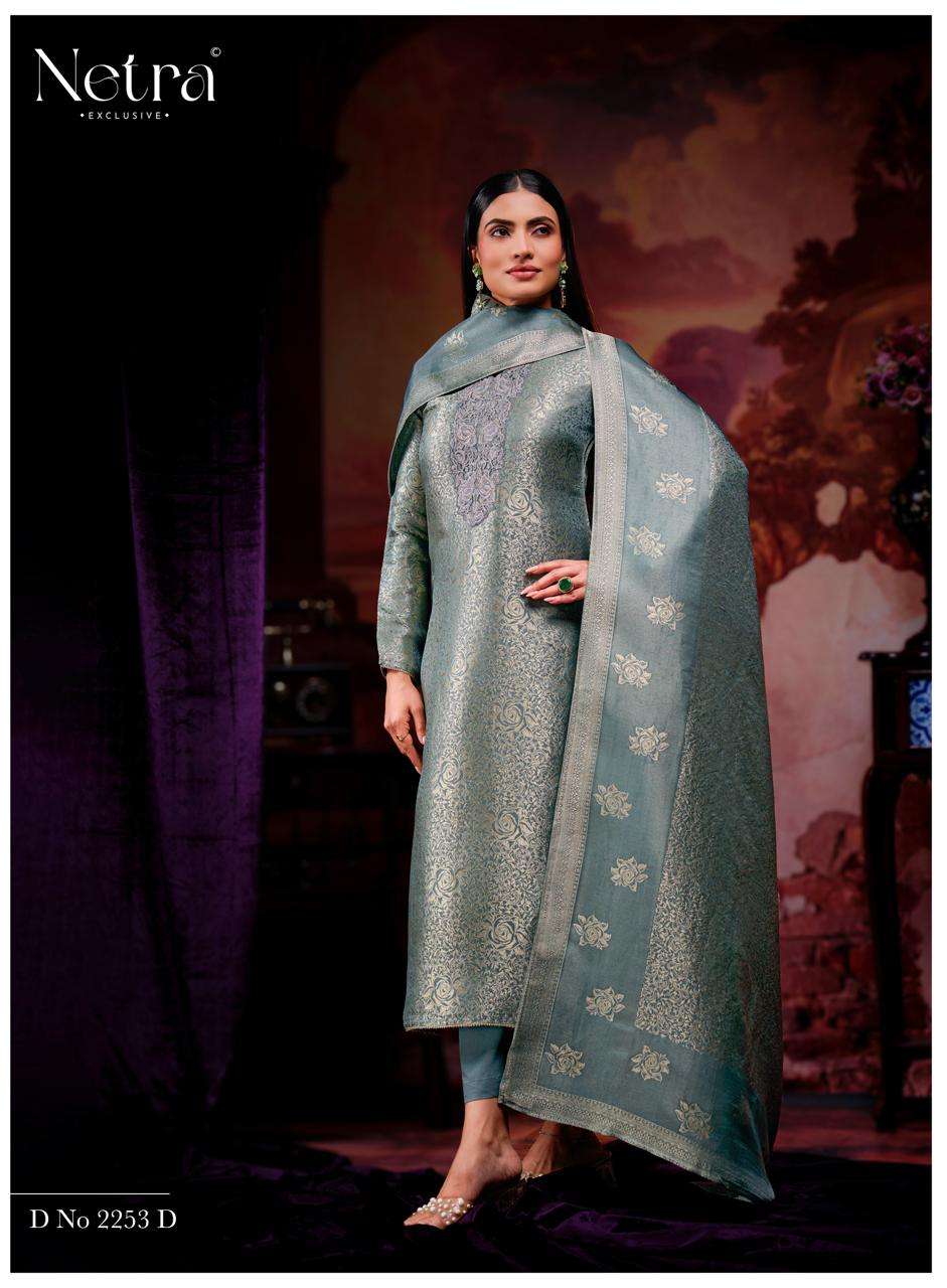 Netra Exclusive Jenika Bemberg Silk Jacquard Designer Dress Material